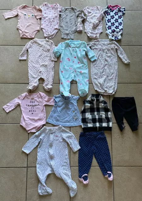 Lot of 14 Pieces Baby/Infant Clothes-Carters/Gerber  Newborn-9 Months-EUC