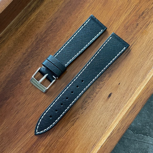 Cinturino Generico Orologio Nero Pelle Qualità Uomo 20mm Con Cuciture