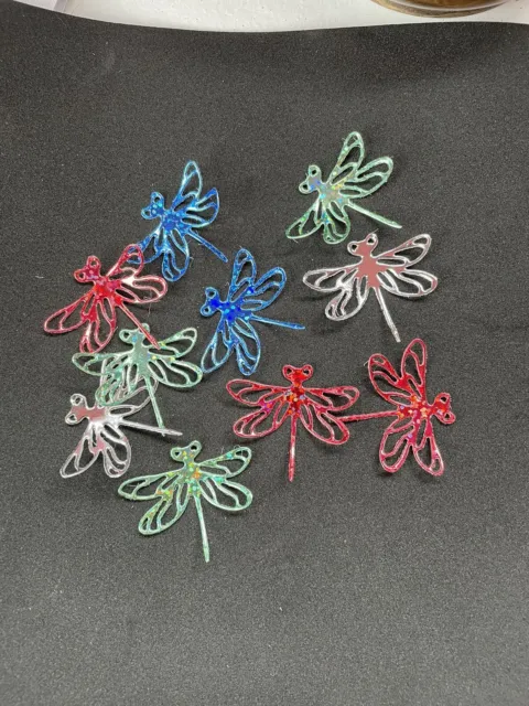 10 X Die Cut Dragon Fly Insect card toppers for card making. Embellishments