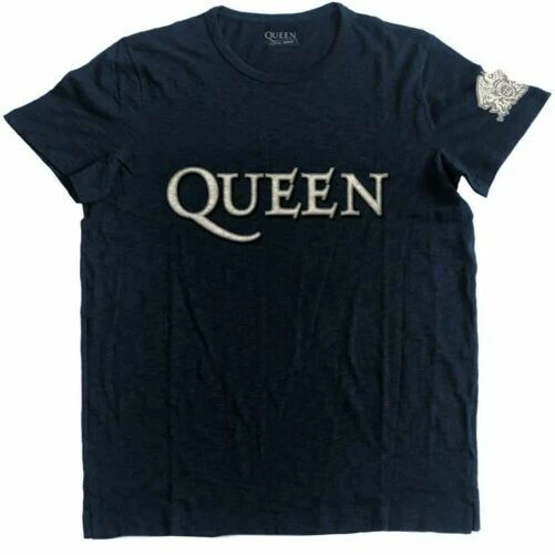 Da Uomo Queen Logo E Crest Applique Motivo T-Shirt - Unisex Rock Musica Tee