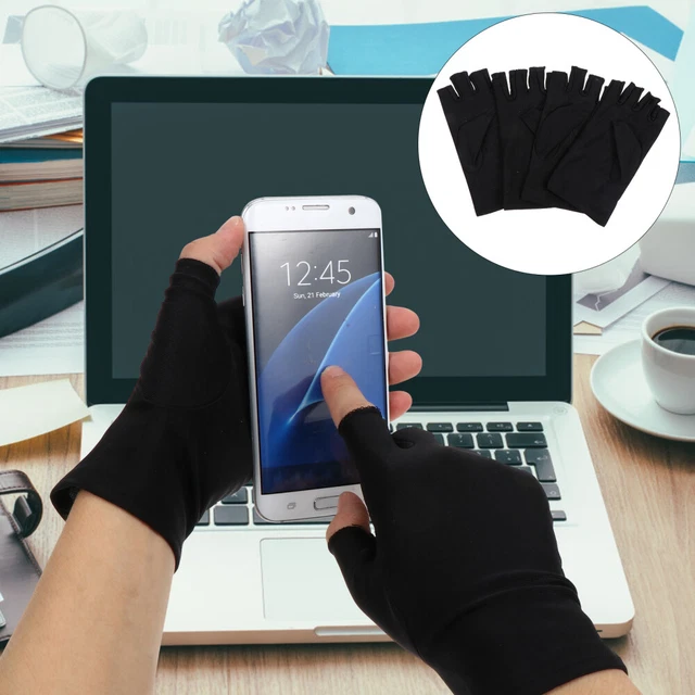 2 Pairs Ice Silk Half Finger Gloves Men Women Half-finger Summer Use
