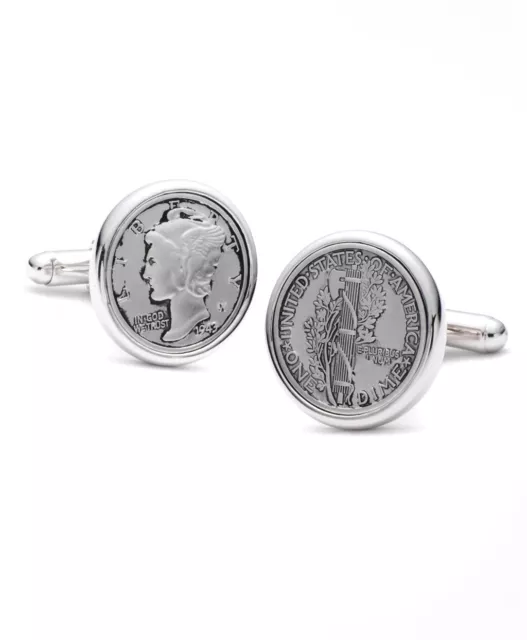 Brooks Brothers Replica Mercury Dime Silver Tone Bullet Cuff Links Set 8133-5 Brooks Brothers Replica Mercury Dime Silver Tone Bullet Cuff Links Set 8133-5