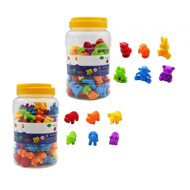 60Pcs Counting Animals Toys Kids Animal Sorting Toy Learning Matching Game for