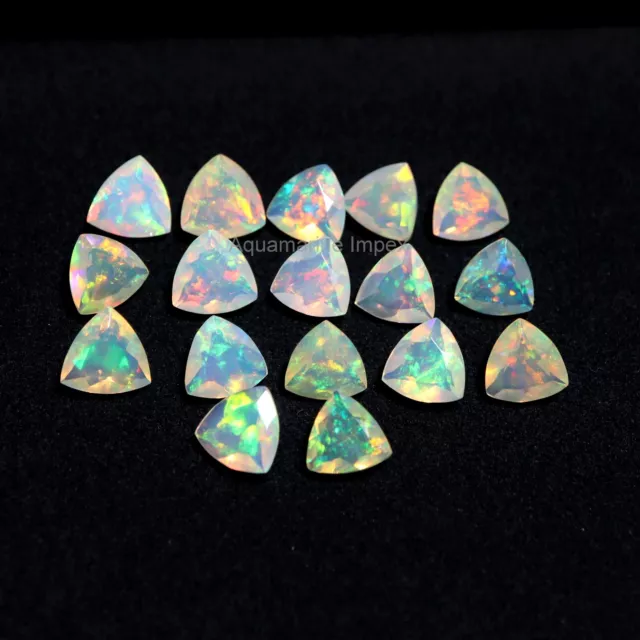 7 MM Trillion Cut Natural AAAA Grade Flashy Rainbow Fire Ethiopian Opal Gemstone