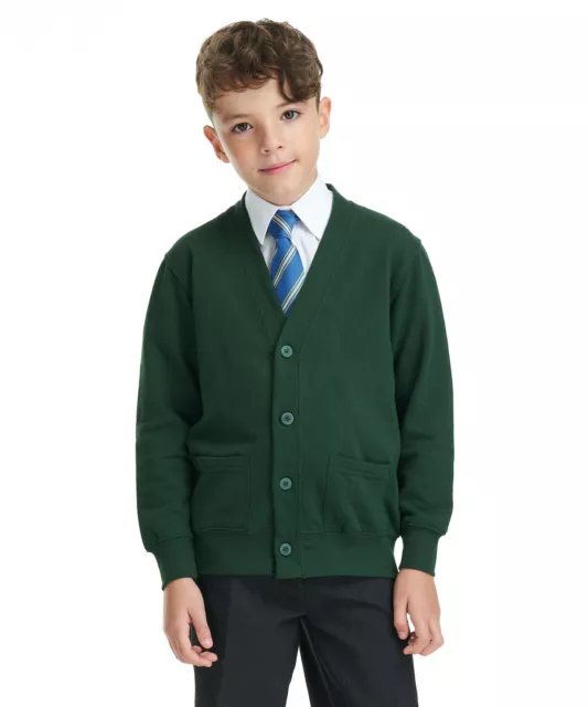 AWDis Academy Boys Girls School Nursery Kids Cardigan 2 Pockets 4 Buttons