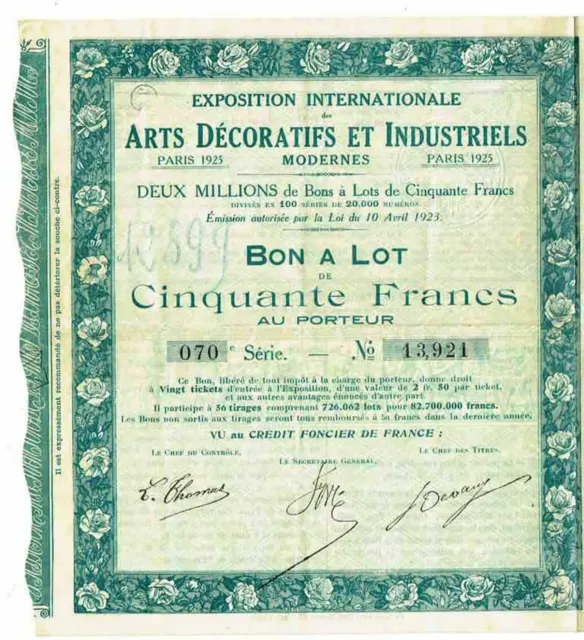 Expo Arts Decoratifs 1925 - Bon A Lot