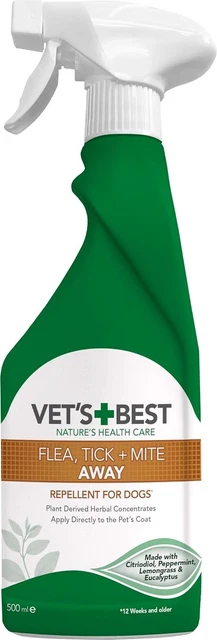 Image showcasing VET'S BEST FLEA Tick and Mite Flea Treatment Spray for Dogs Plant Based ...