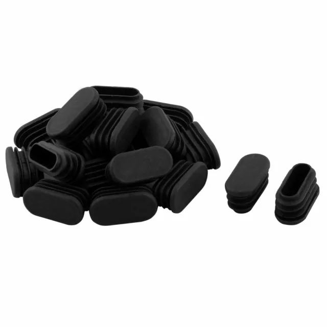 Plastique rectangulaire Chaise Tube Tuyau insert noir 1,6 x 3,4 cm 20 PCS
