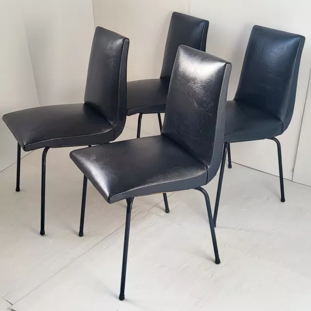 Suite De 4 Chaises Vintage 1960 Pierre Guariche Meurop Acier & Simili-Cuir 60S