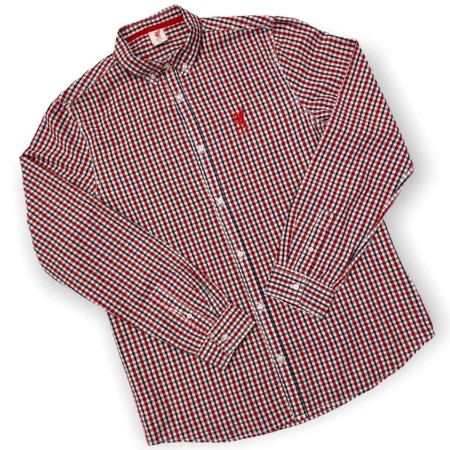 LIVERPOOL FC Men's Large Checked Shirt Long Sleeve Cotton Smart Casual Button Up