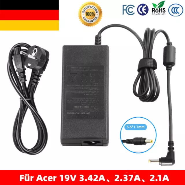 19V 3,42A 65W Laptop Ladegerät Netzteil Ladekabel für Acer Aspire Chicony DE