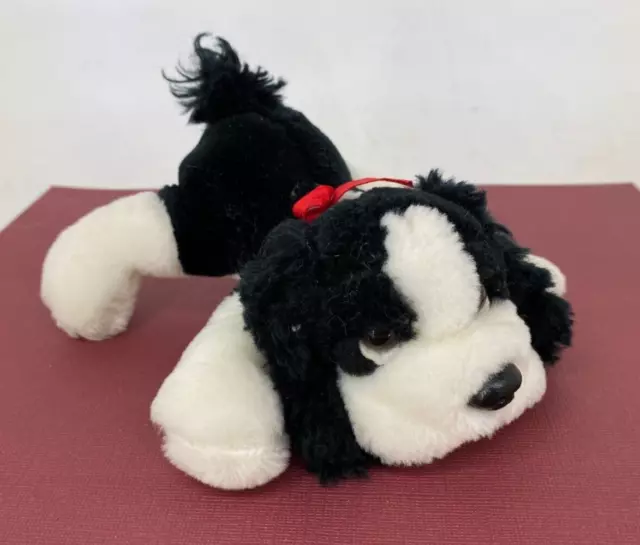 RUSS BERRIE Black White Spaniel Puppy Dog LOVINGTON 15cm