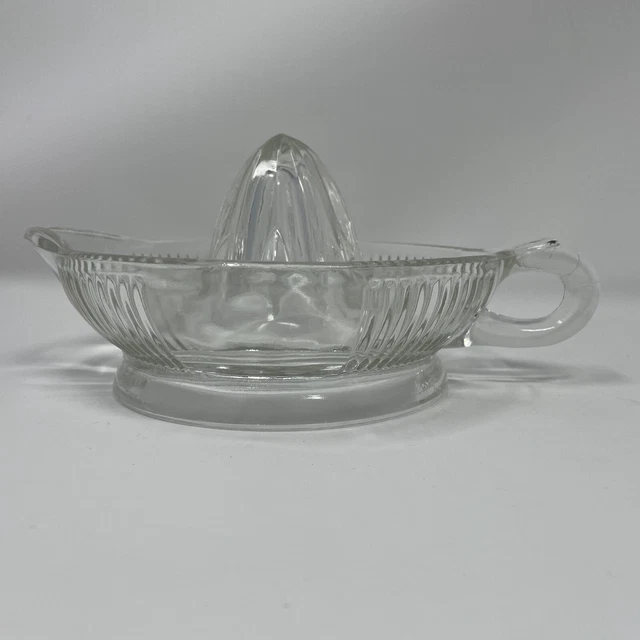 Vintage Large Clear Ribbed Depression Glass Orange Lemon Citrus Reamer 8" Wide