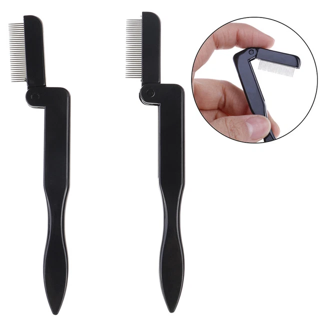 Foldable eyelash comb metal eyebrow brush tool mascara separator lash curl b  Sb