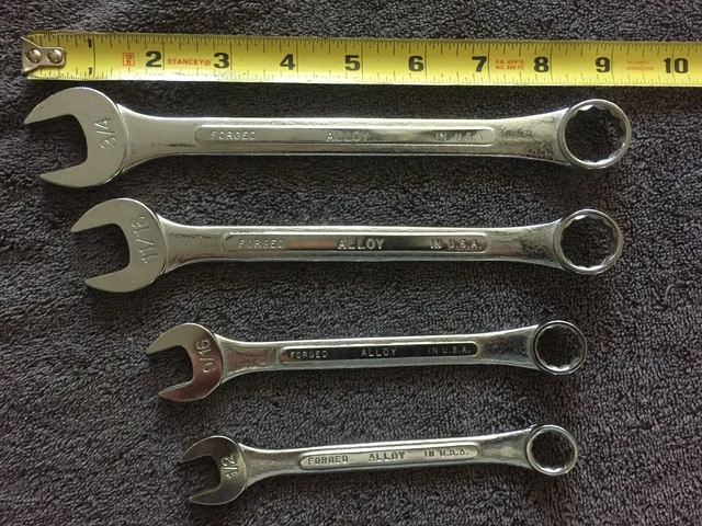 4 llaves combinadas vintage S&K de 12 puntos, SAE