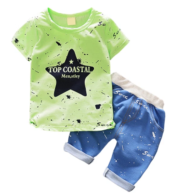Nuova T-shirt estiva bambini bambini bambini bambini bambini bambini + pantaloncini 12