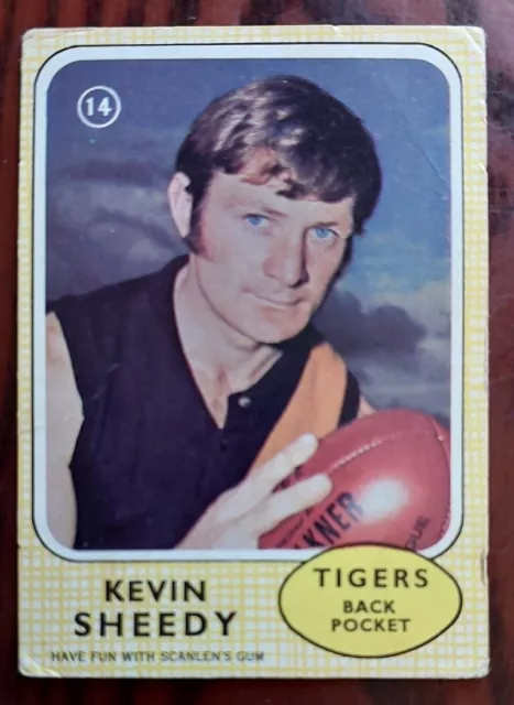 1970 AFL VFL SCANLENS FOOTBALL ROOKIE CARD - 14 Kevin SHEEDY (RICHMOND TIGERS)