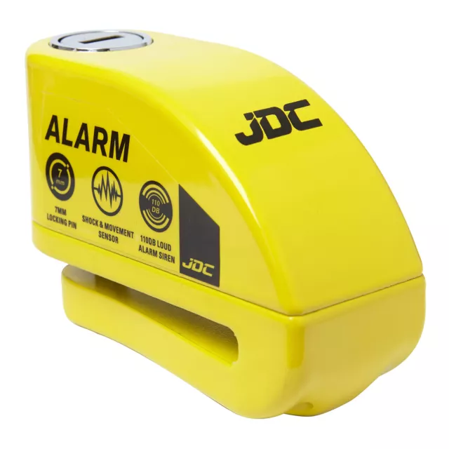 JDC MOTORCYCLE Motorbike Disc Lock ALARM - JAWS - Yellow