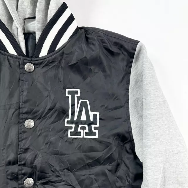 LA Dodgers MLB Varsity Jacket Mens Medium M Black Hooded Majestic Baseball Sport 2