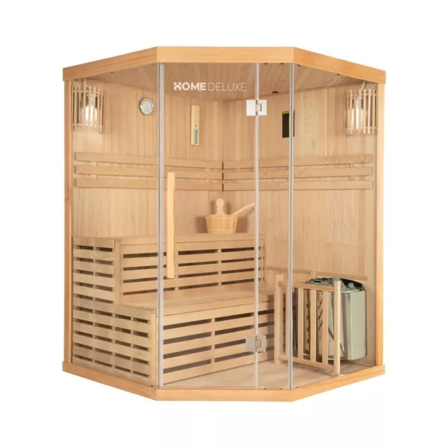 HOME DELUXE sauna cabina sauna ad angolo legno massello tradizionale forno sauna Harvia 2