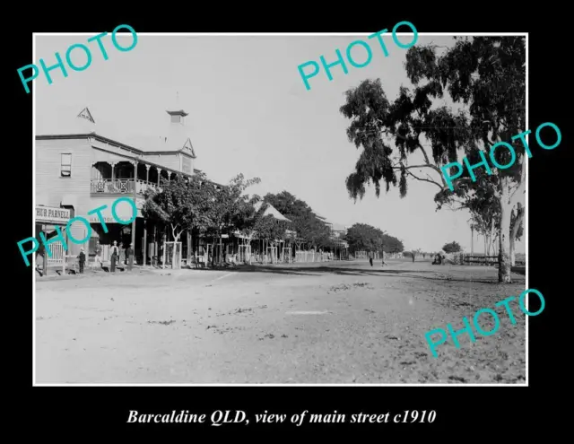 OLD LARGE HISTORIC PHOTO OF BARCALDINE QLD, VIEW OF MAIN STREET c1910