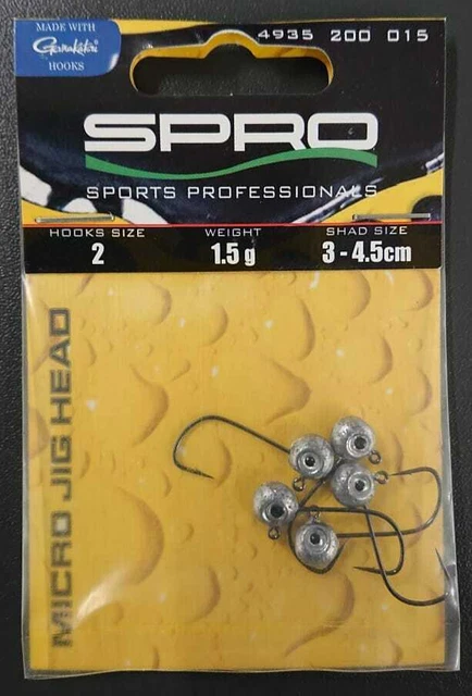 Spro Gamakatsu 29 Micro Jig Head Gr. 2 1,5g 5 Stück Mini Jigkopf Haken Bleikopf