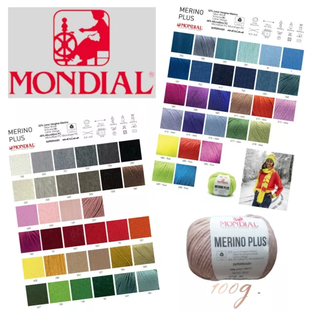 Lana MONDIAL mod. MERINO PLUS 100g ferri 5,5-6,5