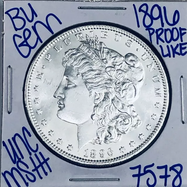 1896 Bu Gem Morgan Silver Dollar Unc Ms++ Coin U.s. Mint Free Shipping 7578