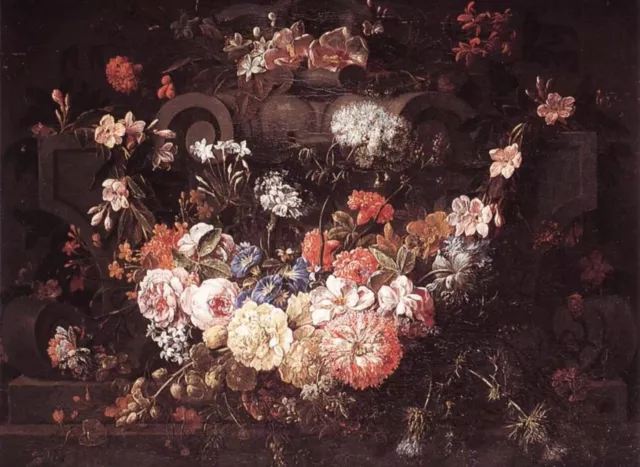 Oil painting Gaspar-Peeter-The-Younger-Verbruggen-Cartouche-with-Flowers canvas