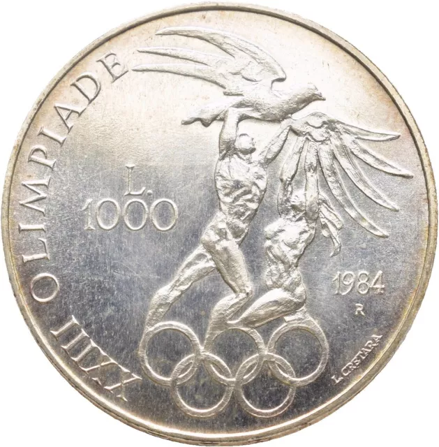 FITZ San Marino 1000 Lire 1984 Sportler Olympische Sommerspiele Silber °TCH788
