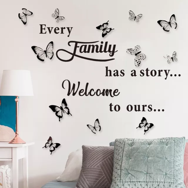 Large DIY Family Wall Quotes Decal Wall Stickers +12 Butterflies Home Art-Decor