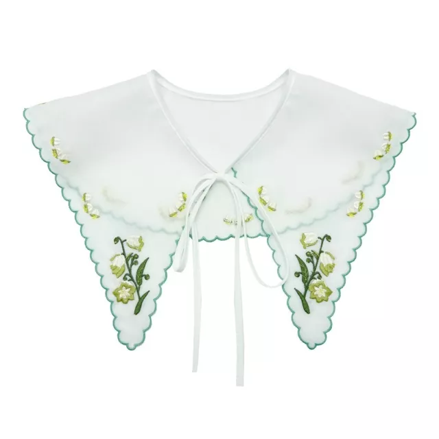 Double Layer Detachable Shirt Organza Embroidery Cloak Fake False Collars