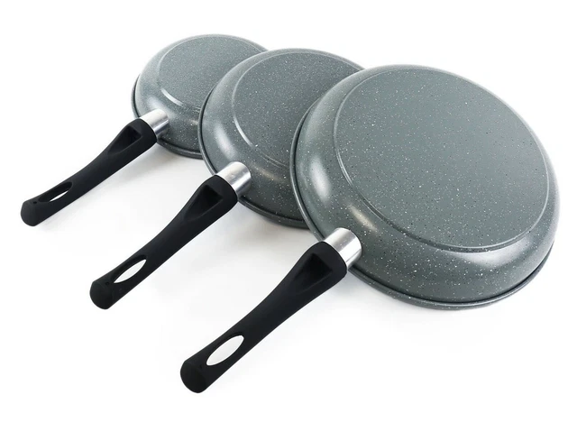 Juego de 3 piezas sartén forjada sartén antiadherente gris 28 cm/24 cm/20 cm