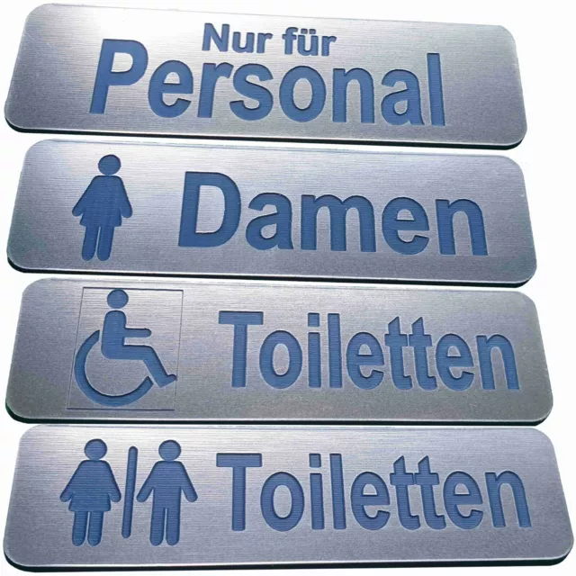 Toilettenschild Türschild Hinweisschild WC Toilette Klo graviert selbstklebend