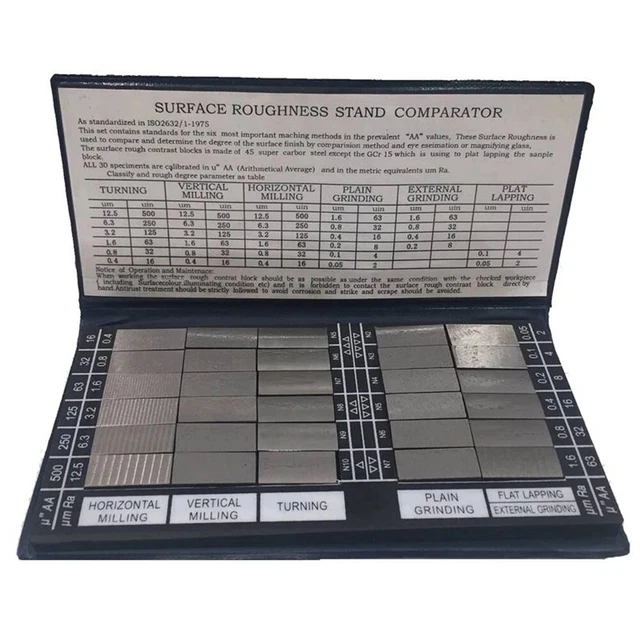 Kit D’Étalons Rugosité Extérieure – 6 Échantillons Acier Carbone 45 – Pour Contrôle Qualité Tournage/Fraisage/Meulage