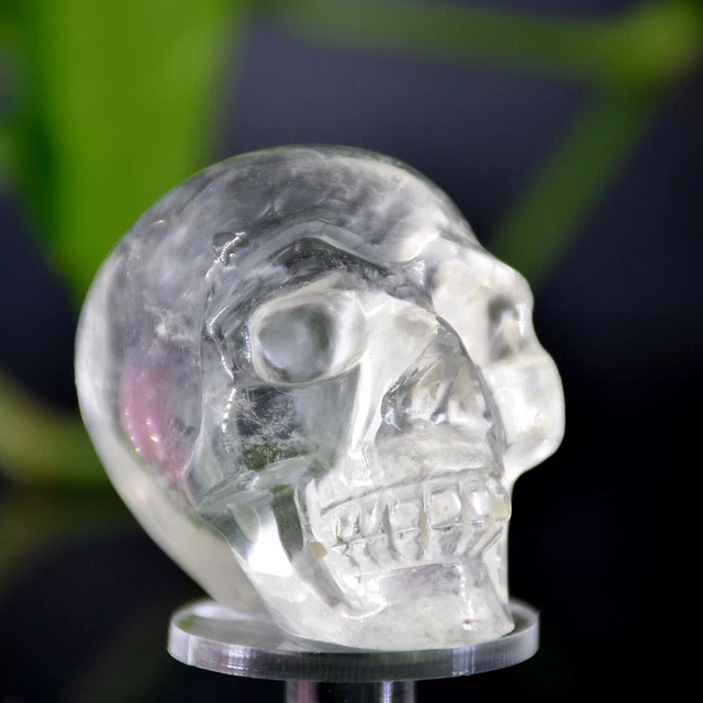 100%Natural White crystal quartz Skull hand Carved Crystal reiki healing