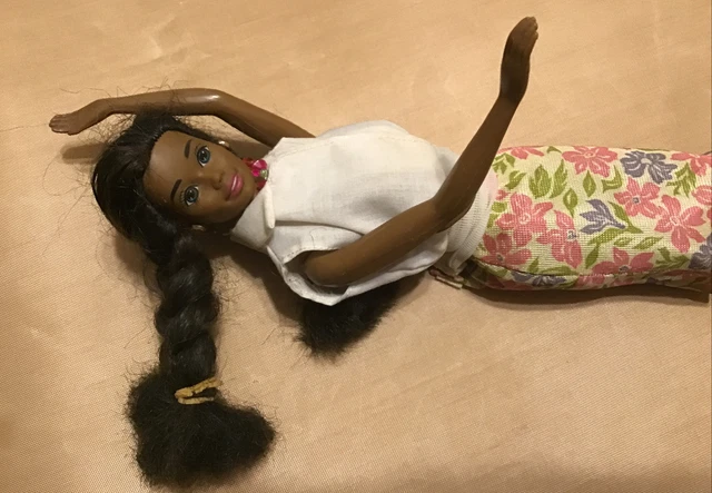 Barbari Black Doll With Large Dark Braids Body 1966 Head 1987 Brown Eyes