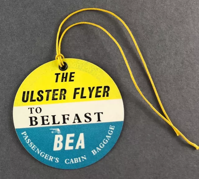 Bea British European Airways The Ulster Flyer To Belfast Bag Tag Baggage Label