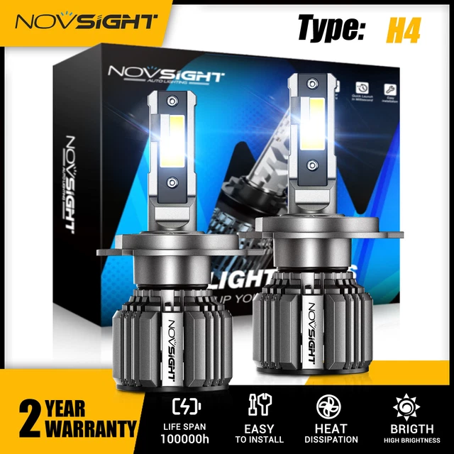 Faro LED Novsight 72w 15000 Lm 2x H4 nebbia telecomando/abbagliante bianco 6500K