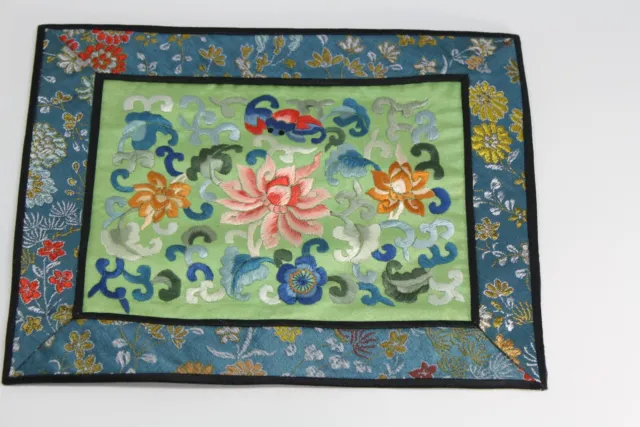 Original Antique Chinese Embroidered Small Silk Textile panel 7" x 9"