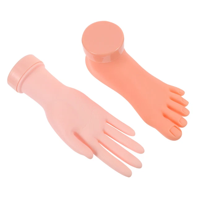 2 piezas modelo de mano para uñas mano izquierda modelo práctico pie falso