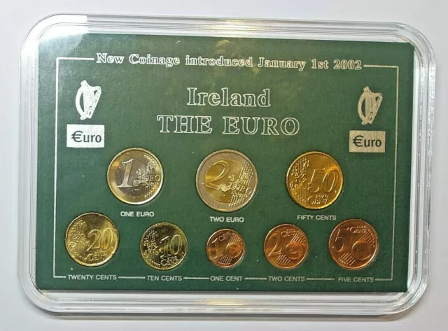 Ireland : Irish Euro Coin Set 2002.  In Display Case.