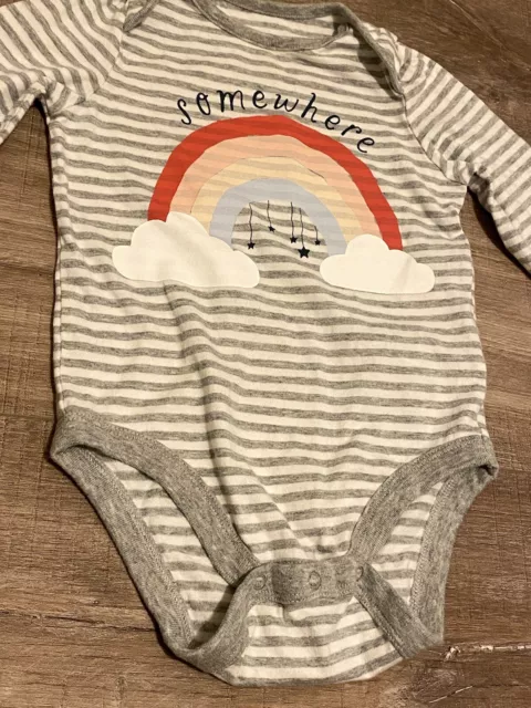 Baby GAP Long Sleeved Bodysuit Grey Striped Somewhere Over Rainbow 18-24 Months