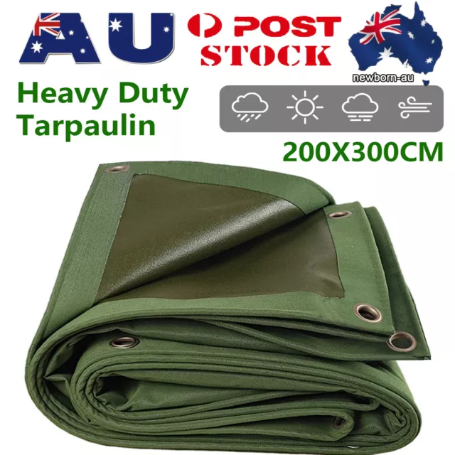 Heavy Duty Tarpaulin Canvas Tarp Army Sun Blocked Waterproof Camping Tent Cover