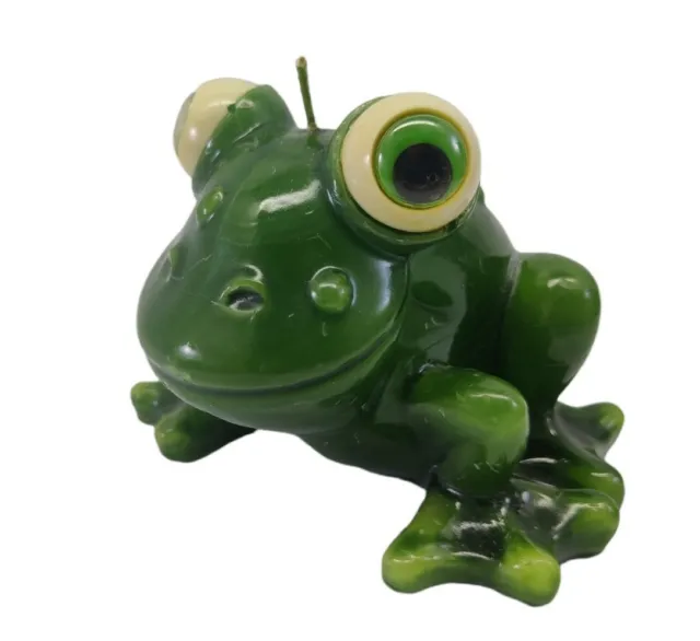 Vintage Green Wax Googly Eyes Sitting Happy Frog Candle READ!!!