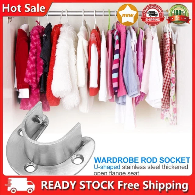 U-Shaped Cabinet Rod End Holder Stainless Steel Wardrobe Rod Female (32mm)