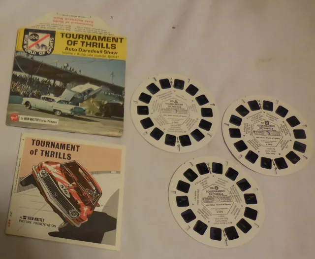 3 Reels Viewmaster reel Tournament Of Thrills Auto Daredevil booklet View-master