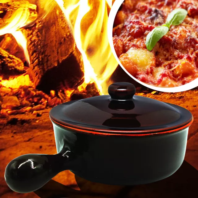 Pentolino Casseruola con Manico Tegame Terracotta per Fuoco Pasta al Forno