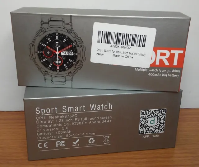 Mens Sport Smart Watch Realtek 8762C BT5.0 Fitness Tracker BOX ONLY