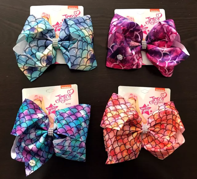 Jojo Siwa 8” Large Mermaid Bows Girls Hair Accessories Hair Clip (4)pcs/lot NWT✨